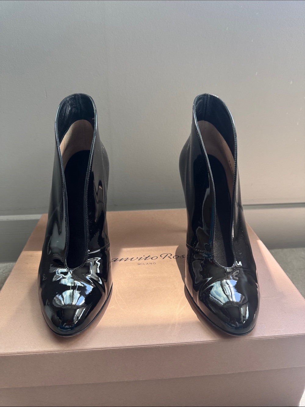 Gianvito Rossi Black Patent Leather Pointed Ankle Booties